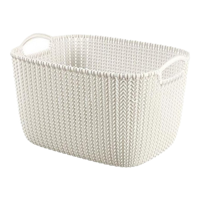 Košík plastový L 40 x 30 cm  KNIT krémový