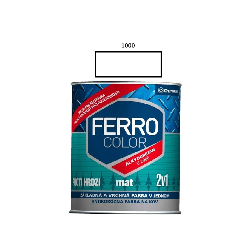 Farba na kov Ferro Color mat/1000 0,75 L (biela)